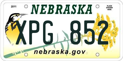 NE license plate XPG852