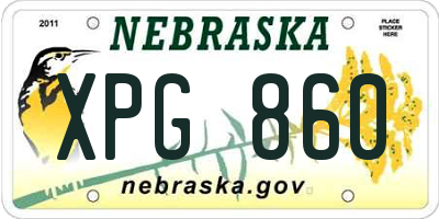 NE license plate XPG860