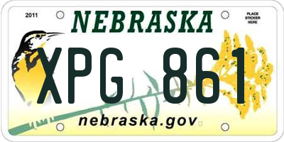 NE license plate XPG861