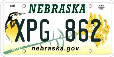 NE license plate XPG862