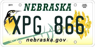 NE license plate XPG866