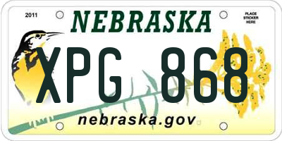 NE license plate XPG868