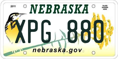 NE license plate XPG880