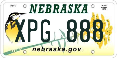 NE license plate XPG888