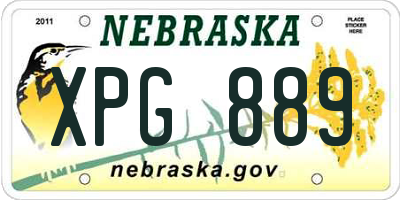 NE license plate XPG889