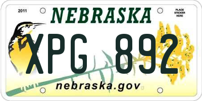 NE license plate XPG892