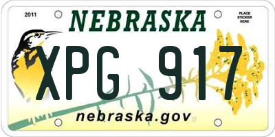 NE license plate XPG917