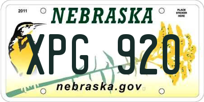 NE license plate XPG920
