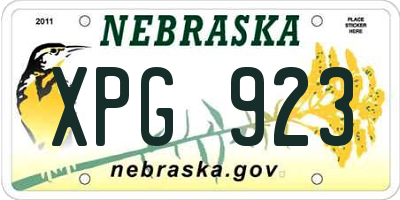 NE license plate XPG923