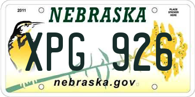 NE license plate XPG926