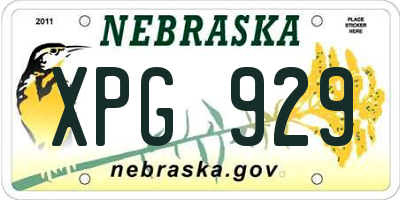 NE license plate XPG929