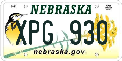 NE license plate XPG930