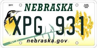 NE license plate XPG931