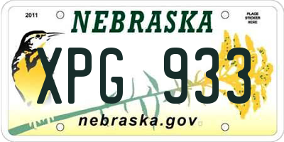 NE license plate XPG933