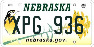 NE license plate XPG936