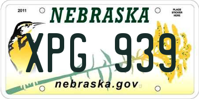 NE license plate XPG939