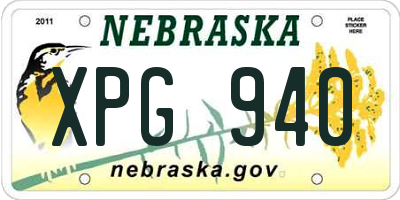 NE license plate XPG940