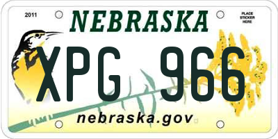 NE license plate XPG966