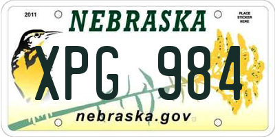 NE license plate XPG984