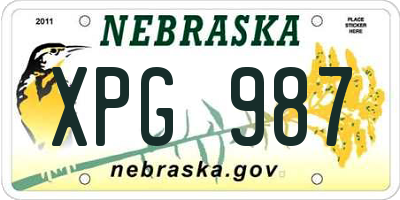 NE license plate XPG987