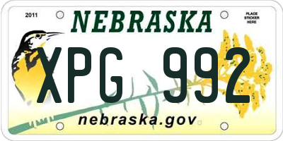 NE license plate XPG992