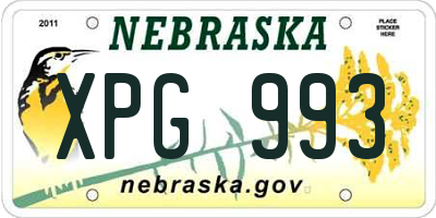NE license plate XPG993