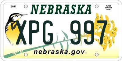 NE license plate XPG997