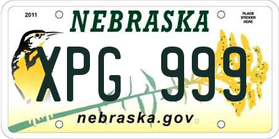 NE license plate XPG999