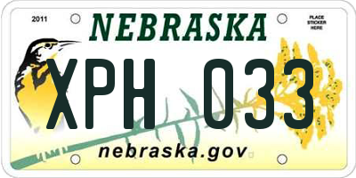 NE license plate XPH033