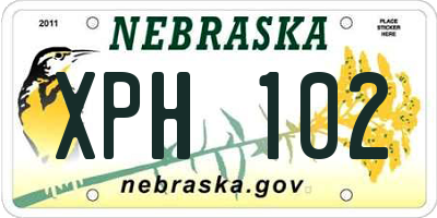 NE license plate XPH102