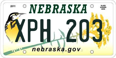 NE license plate XPH203