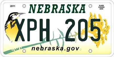 NE license plate XPH205