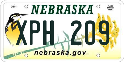 NE license plate XPH209