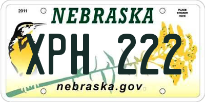 NE license plate XPH222