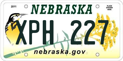 NE license plate XPH227