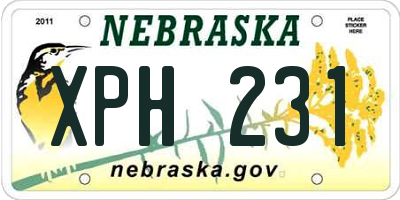 NE license plate XPH231