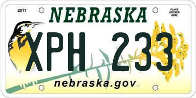 NE license plate XPH233