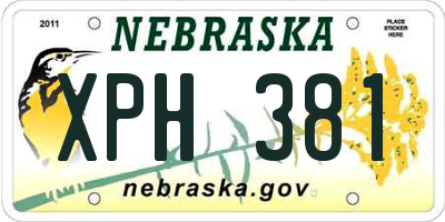 NE license plate XPH381