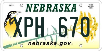 NE license plate XPH670