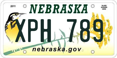 NE license plate XPH789