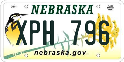 NE license plate XPH796