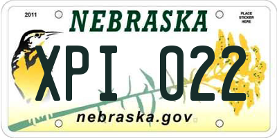 NE license plate XPI022