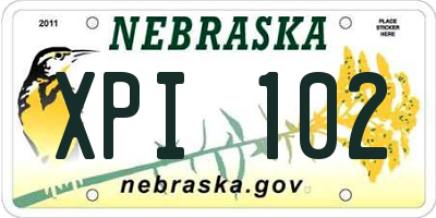 NE license plate XPI102