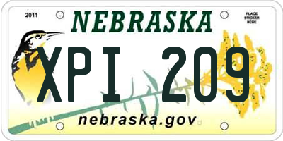 NE license plate XPI209