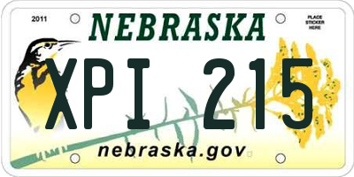 NE license plate XPI215