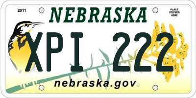 NE license plate XPI222