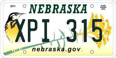 NE license plate XPI315