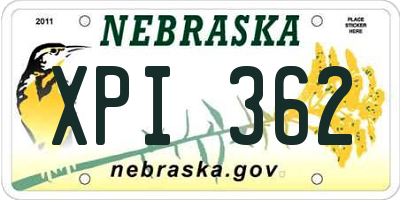 NE license plate XPI362