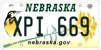 NE license plate XPI669