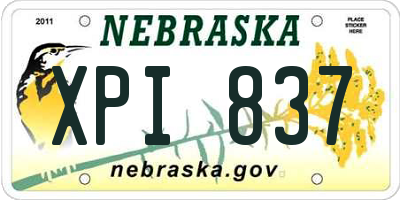 NE license plate XPI837